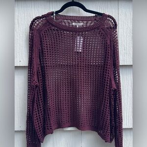 STITCHDROP mesh burgandy sweater